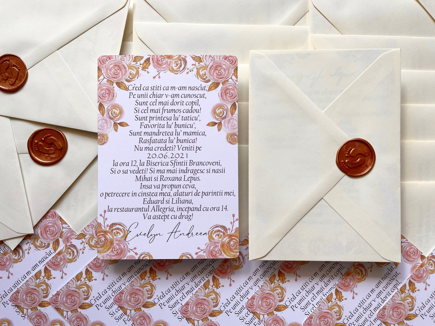 Invitație - Trandafiri aurii