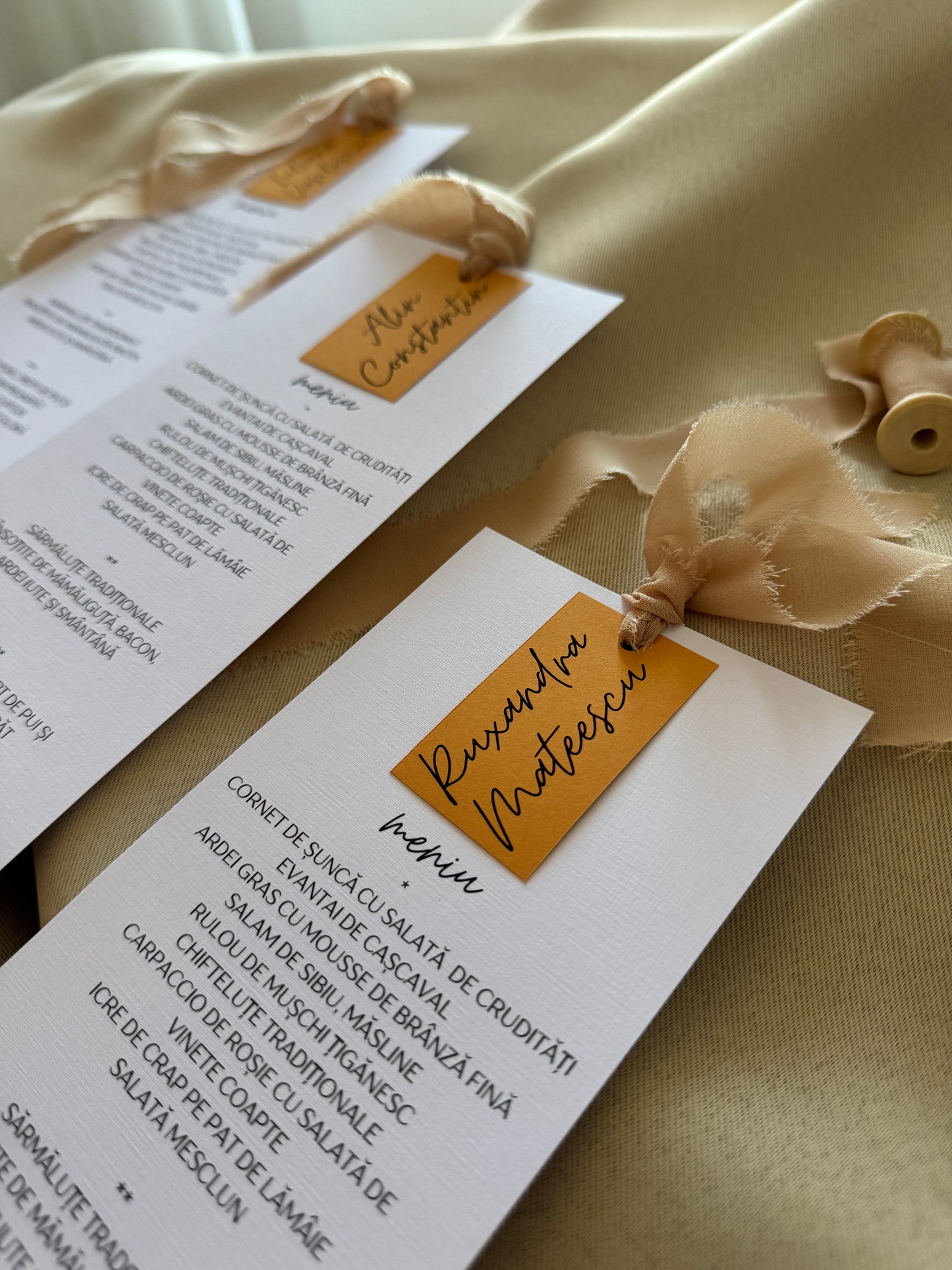 Meniu individual - panglică chifon