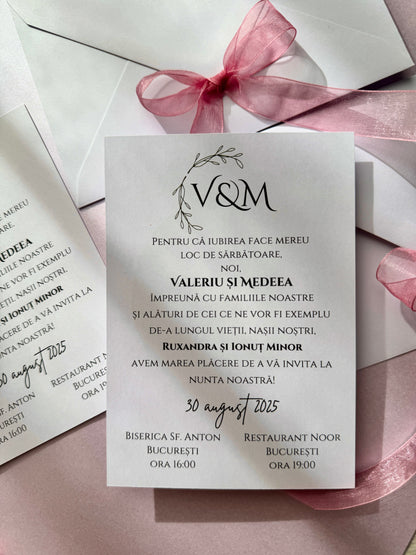 Invitație - Fundă minimalistă